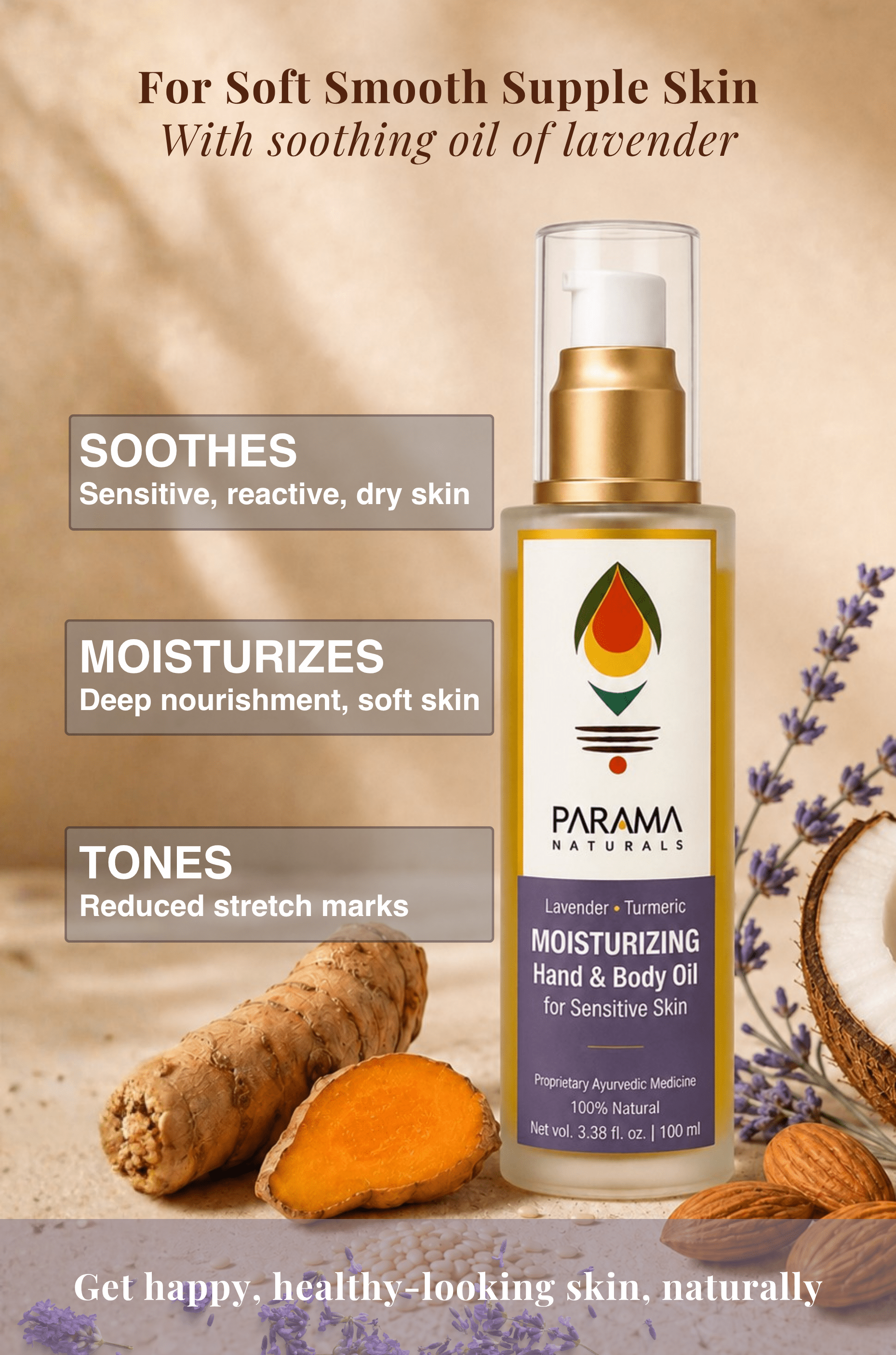 BODY OIL | Lavender-Turmeric MOISTURIZING Face & Body Oil - Indic Inspirations