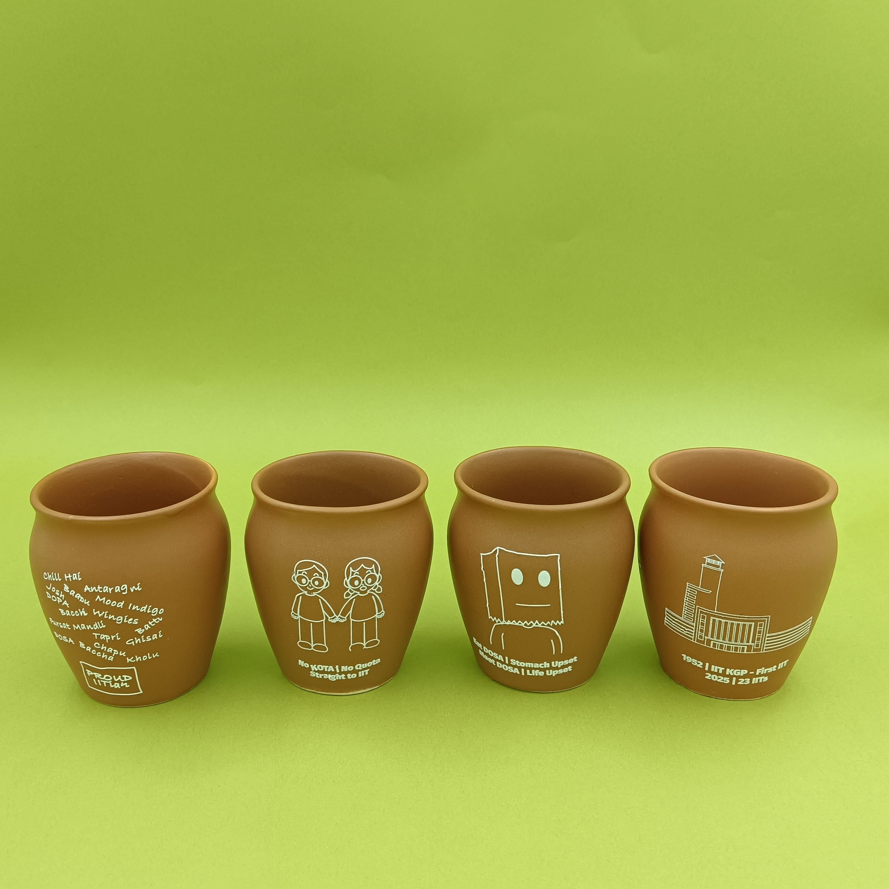 Chai - Coffee Around IIT'S | set of 4 Kulhad's - kulhads - Indic Inspirations
