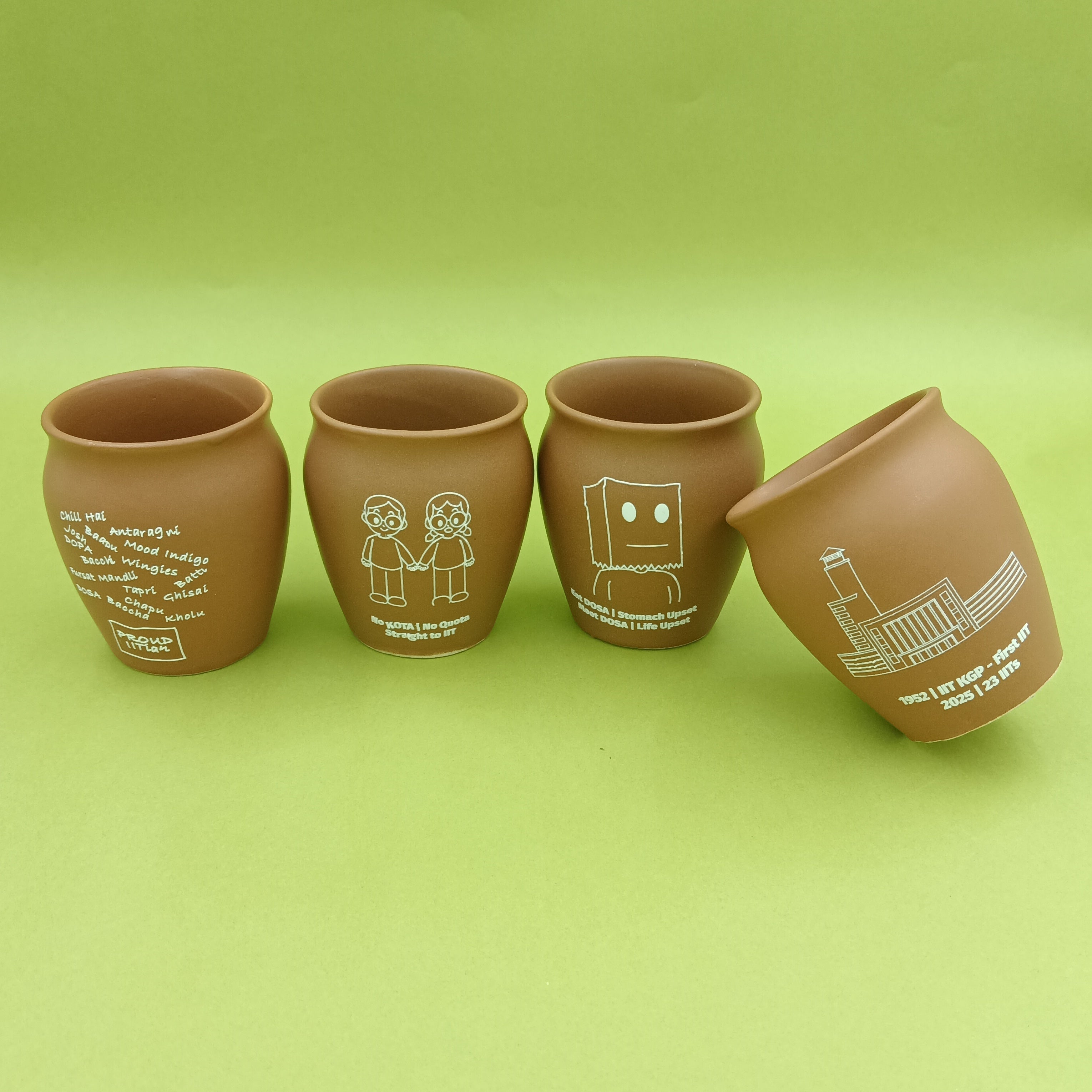 Chai - Coffee Around IIT'S | set of 4 Kulhad's - kulhads - Indic Inspirations