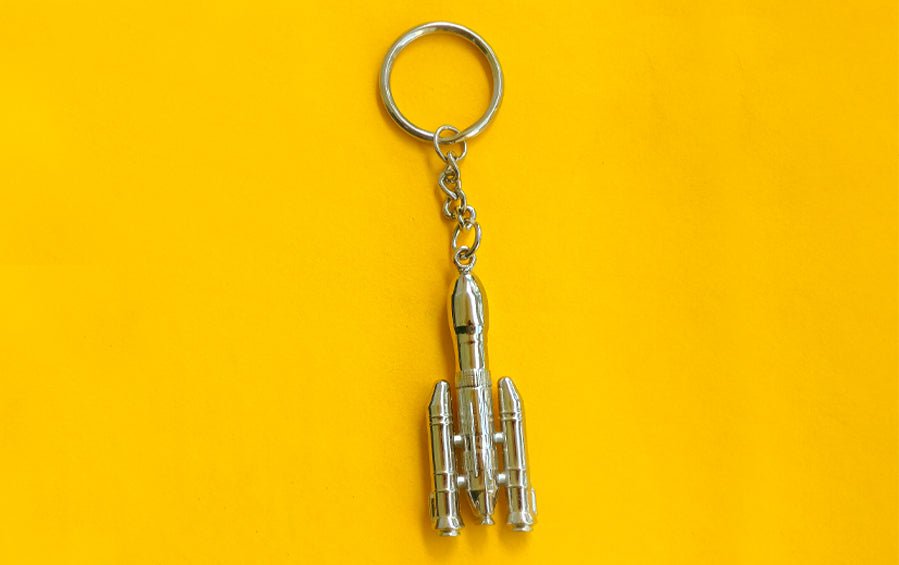Diecast Metal LVM3 keychain - Keychains - Indic Inspirations