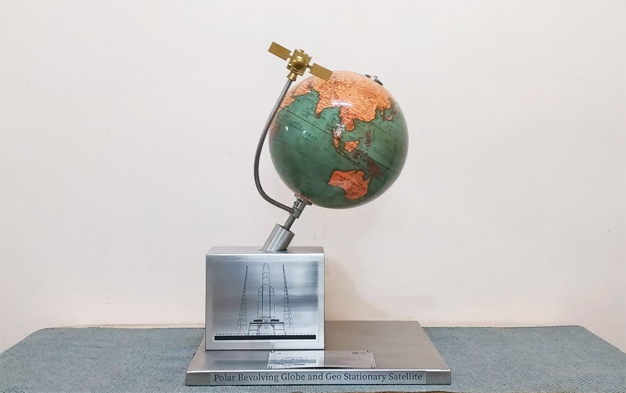 GSAT Satellite Orbiting Earth Globe | Model - Globe - Indic Inspirations