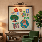 IKS to IITs - India’s Gifts to the World | 5' x 5' Gond Painting by Padmashri Bhajju Shyam - paintings - Indic Inspirations