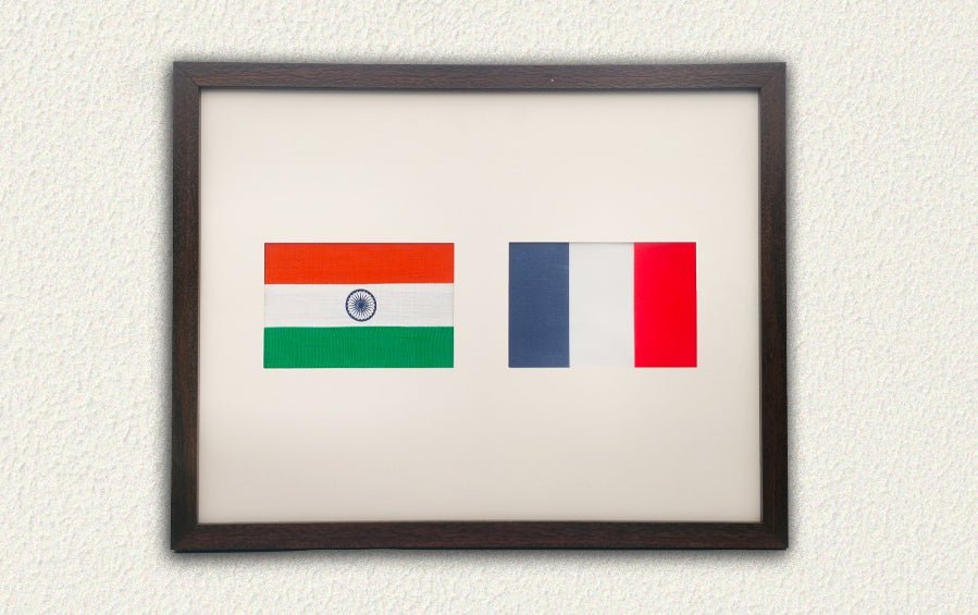 INDIA & FRANCE | Flag Frame | A4 Size - Flags - Indic Inspirations