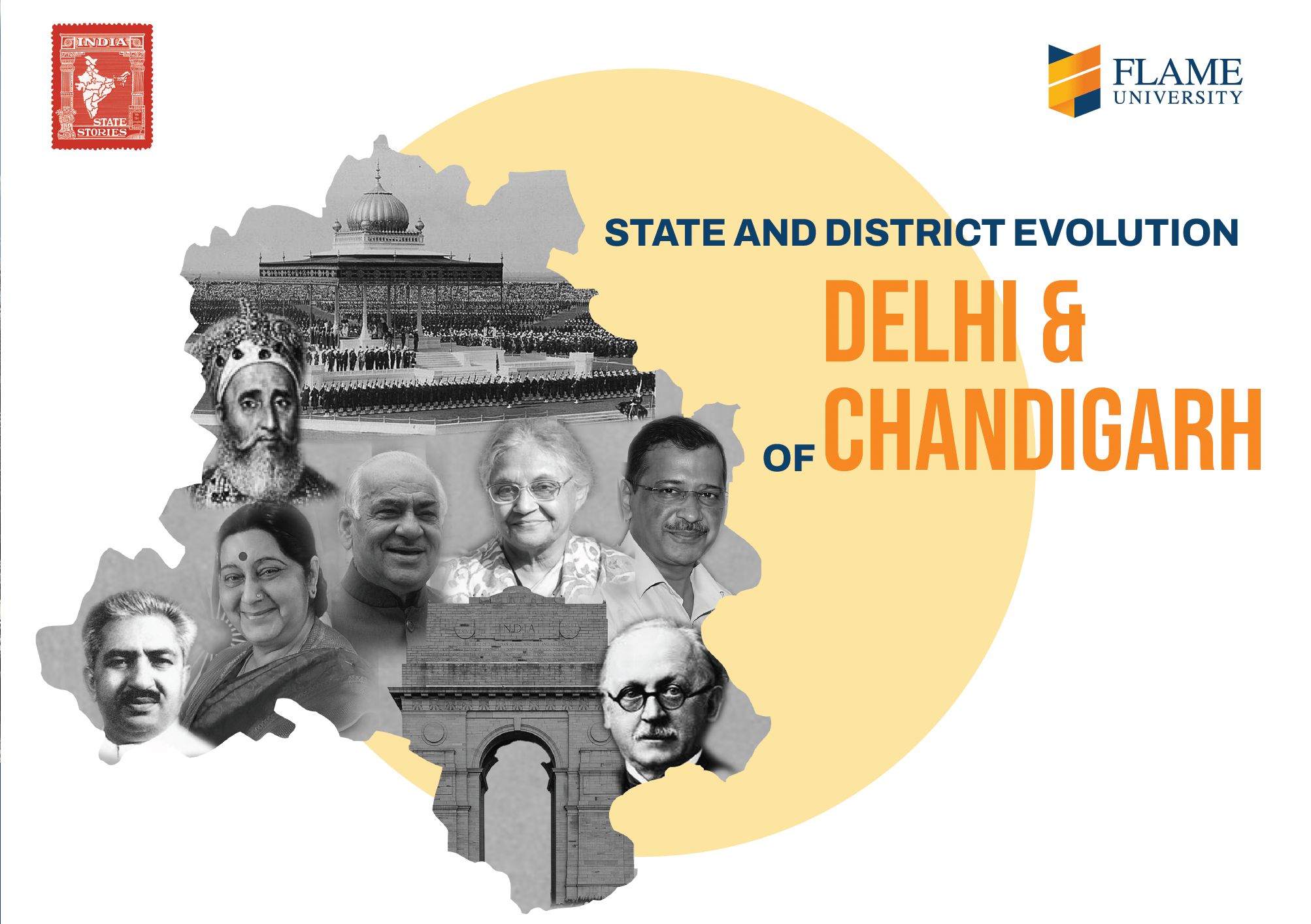 India State Story | Delhi & Chandigarh | A2 size poster - Posters - Indic Inspirations