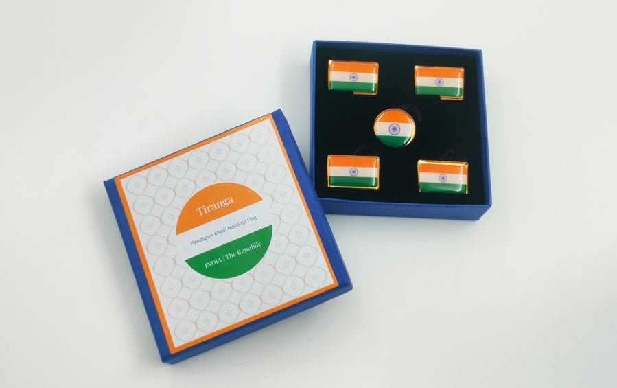 INDIAN FLAG LAPEL PINS RECTANGLE (L) - Set of 5 - Lapel Pins - Indic Inspirations
