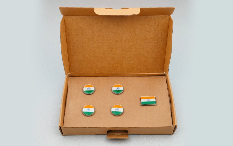Indian Flag Magnetic Round Lapel Pins | Set of 5 - Lapel Pins - Indic Inspirations
