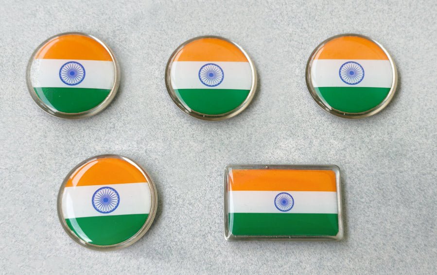 Indian Flag Magnetic Round Lapel Pins | Set of 5 - Lapel Pins - Indic Inspirations
