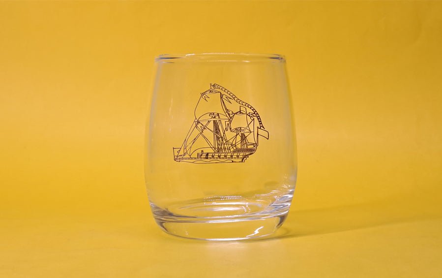 Indian Historical Ships | Whiskey Glasses | Set of 4 - Whiskey Glasses - Indic Inspirations