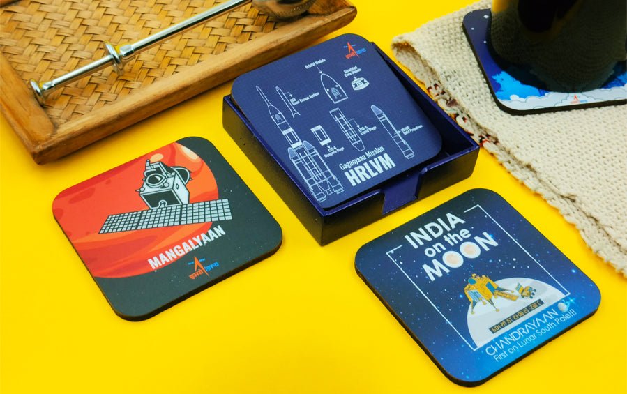 ISRO MISSIONS | Set of 4 Coasters - Coasters - Indic Inspirations