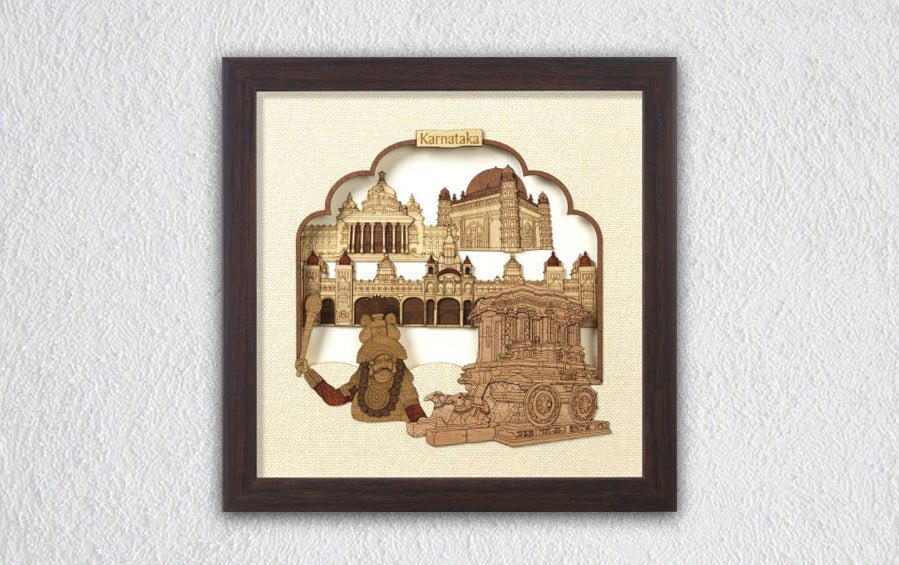 Karnataka Monuments Frame - City souvenirs - indic inspirations