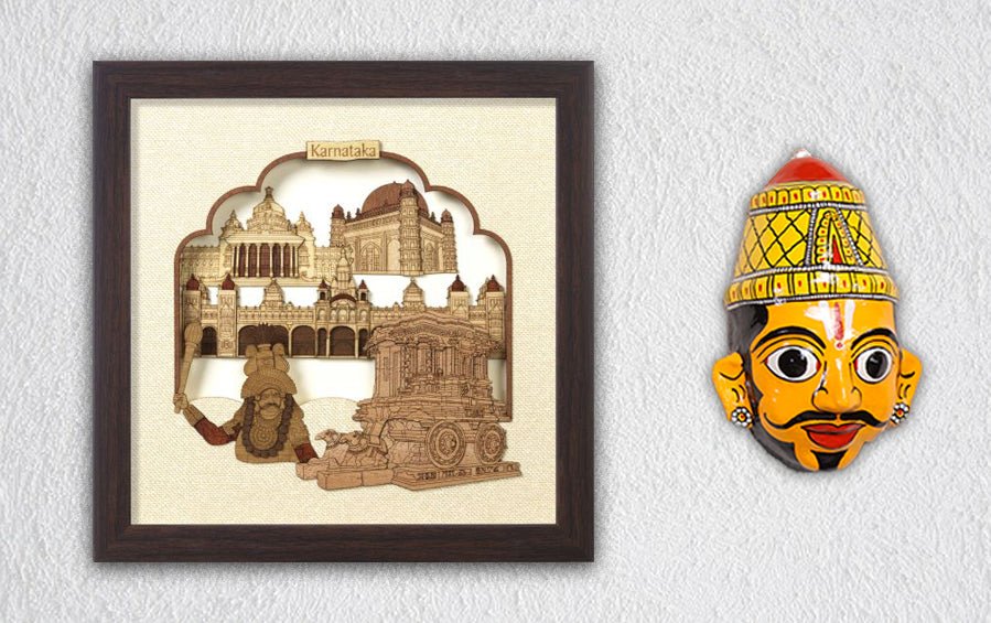 Karnataka Monuments Frame - City souvenirs - indic inspirations
