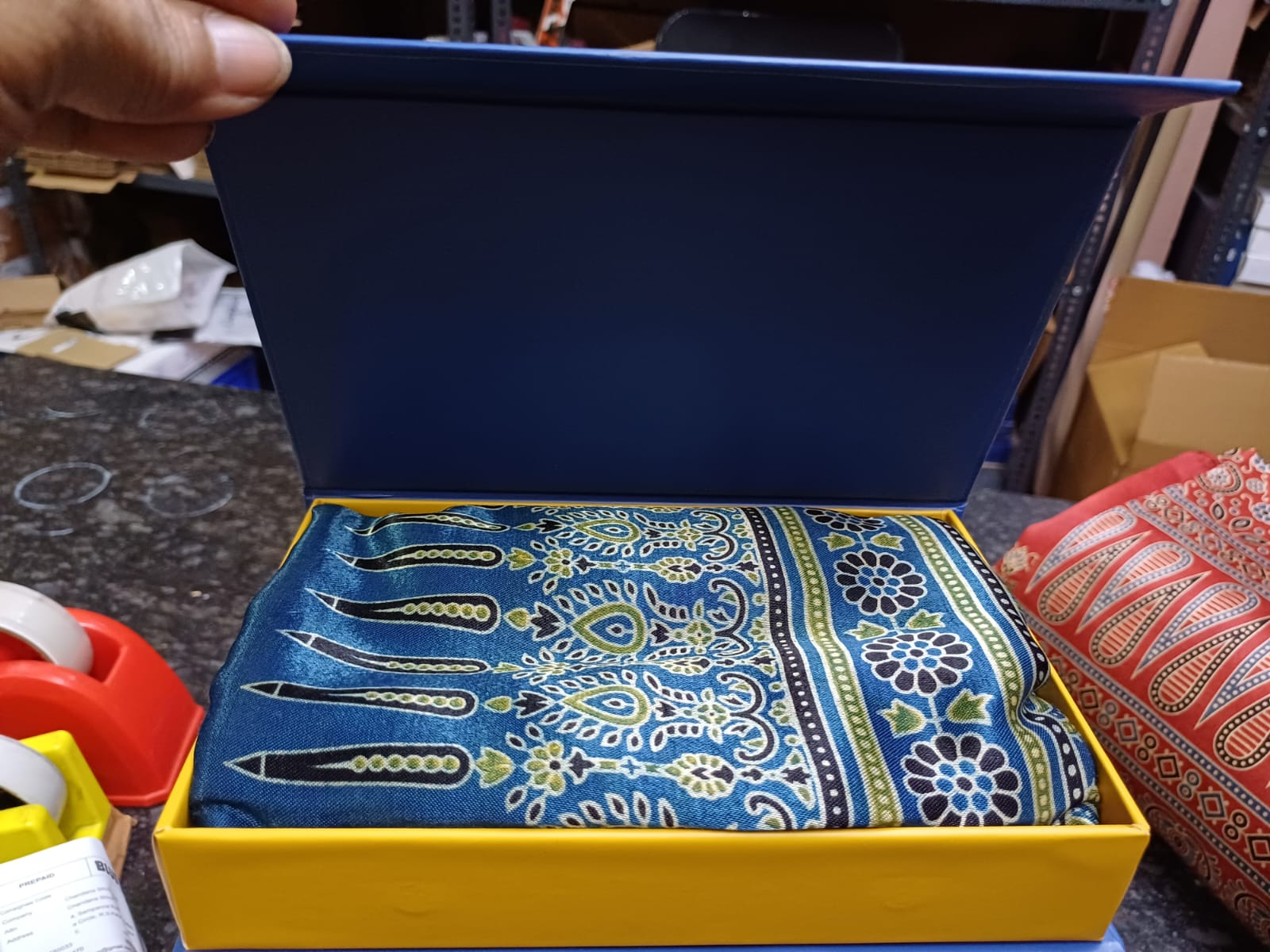 Mashu Printed Stole - Necktie with pocket square gift set - Indic Inspirations