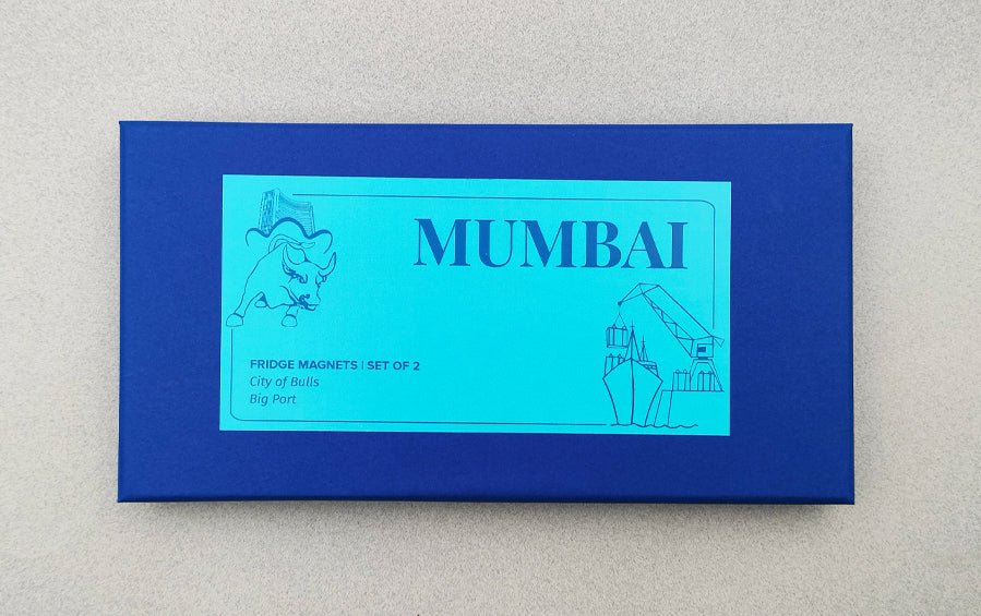 Mumbai | City of Bulls and The Big Port | Fridge Magnet - City souvenirs - Indic Inspirations
