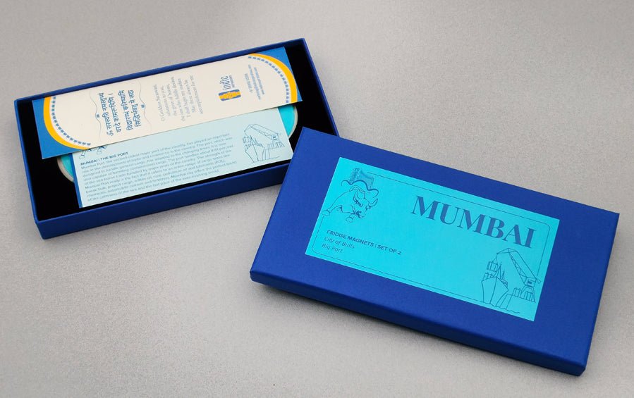 Mumbai | City of Bulls and The Big Port | Fridge Magnet - City souvenirs - Indic Inspirations
