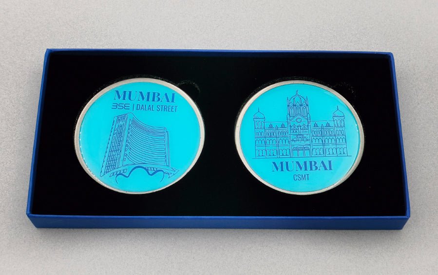 Mumbai | CSMT and BSE - Dalal Street | Fridge Magnets - City souvenirs - Indic Inspirations