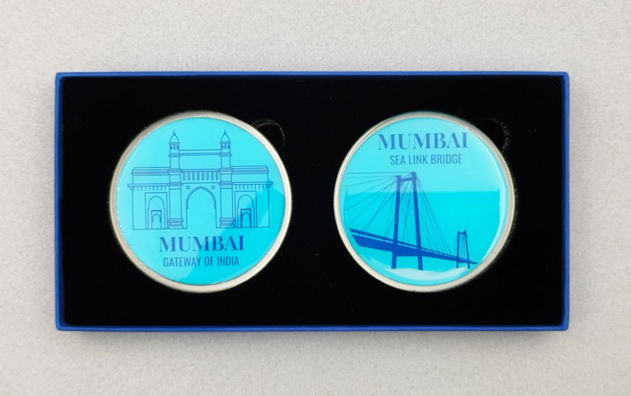 Mumbai | Gateway of India and Sea Link | Fridge Magnet Big - City souvenirs - Indic Inspirations