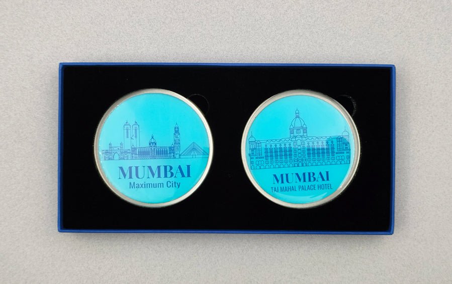 Mumbai | Taj Mahal Hotel and Maximum City | Fridge Magnets - City souvenirs - Indic Inspirations
