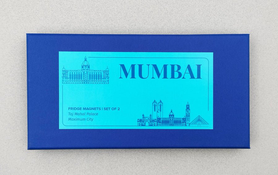 Mumbai | Taj Mahal Hotel and Maximum City | Fridge Magnets - City souvenirs - Indic Inspirations