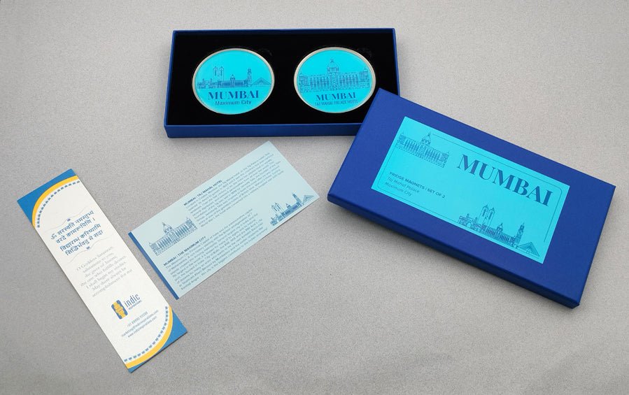 Mumbai | Taj Mahal Hotel and Maximum City | Fridge Magnets - City souvenirs - Indic Inspirations