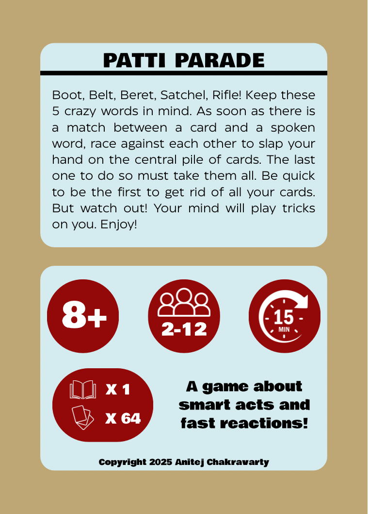 NDA Life | Patti Parade | Fun Card Game - Fact cards - Indic Inspirations