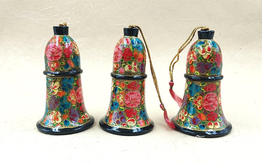 Paper Mache Hanging Bell Set of 3 - Home decor - Indic Inspirations