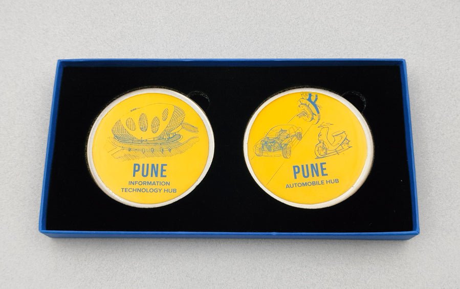 Pune :: Information Technology Hub & Automobile Hub Fridge Magnet - City souvenirs - Indic Inspirations