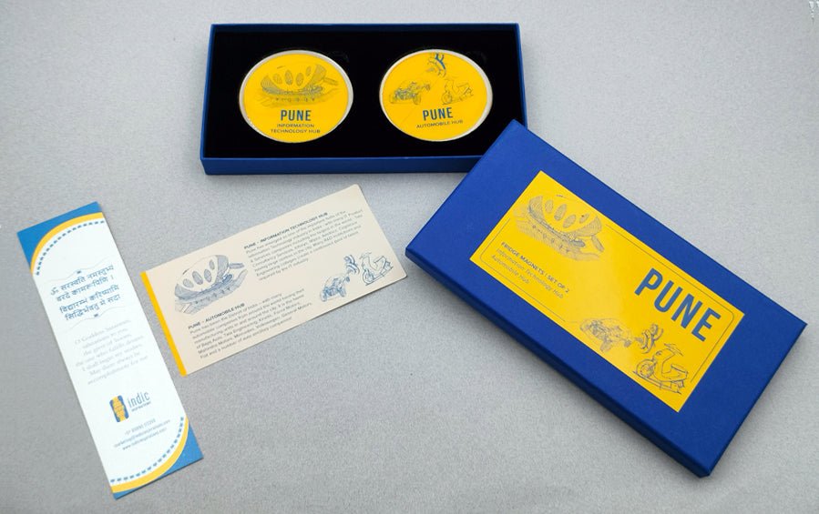 Pune :: Information Technology Hub & Automobile Hub Fridge Magnet - City souvenirs - Indic Inspirations