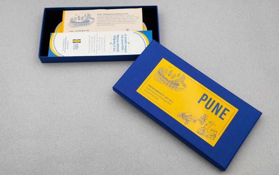 Pune :: Information Technology Hub & Automobile Hub Fridge Magnet - City souvenirs - Indic Inspirations
