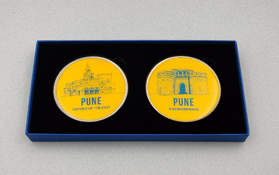 Pune :: Shaniwarwada & Oxford of the East Fridge Magnet - City souvenirs - Indic Inspirations