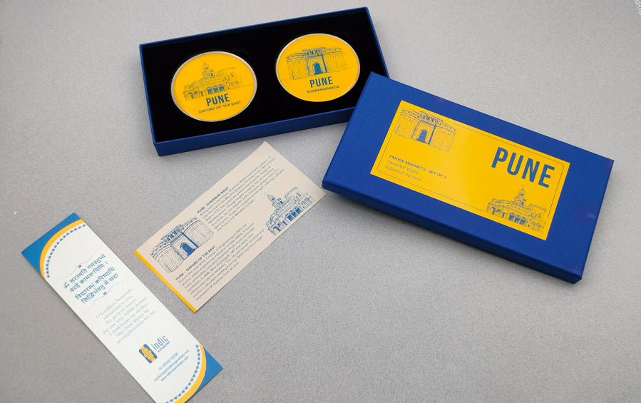 Pune :: Shaniwarwada & Oxford of the East Fridge Magnet - City souvenirs - Indic Inspirations