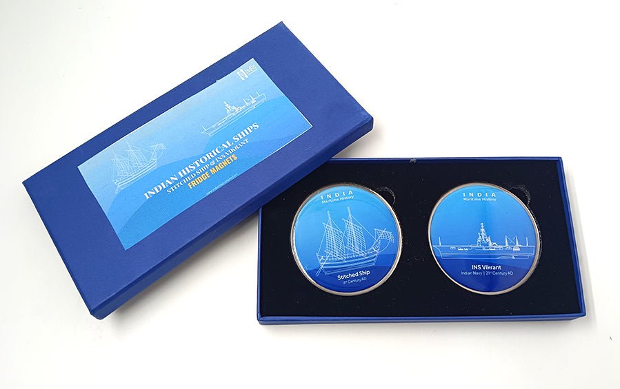 Stitched Ship & INS Vikrant | Fridge Magnets | Set of 2 - Fridge Magnets - Indic Inspirations