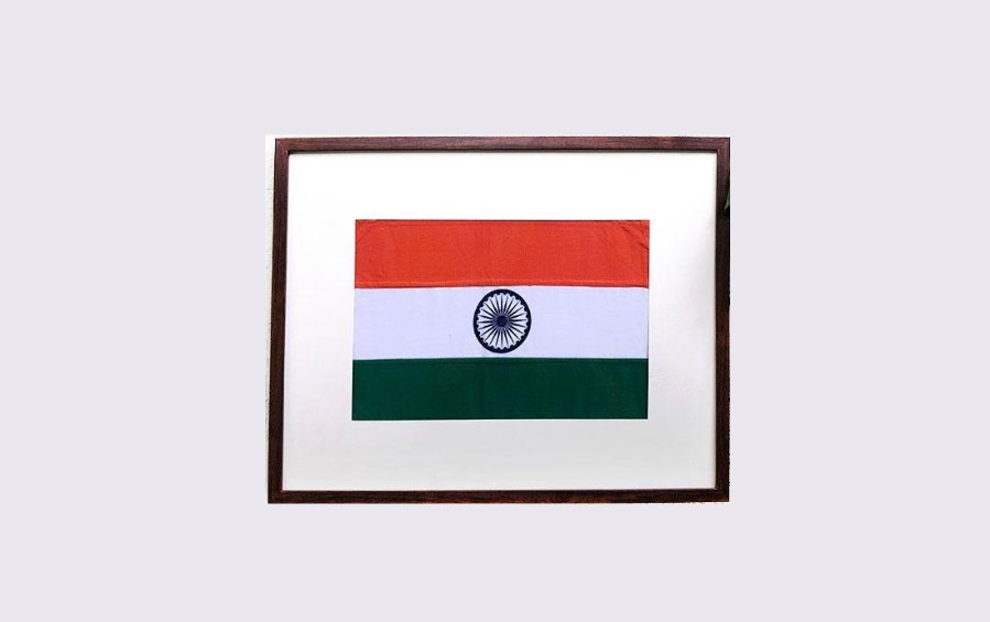 Tiranga - Handspun Khadi National Flag - Wall Frame - 18" x 12" - Frame 26” x 20” - Flags - Indic Inspirations
