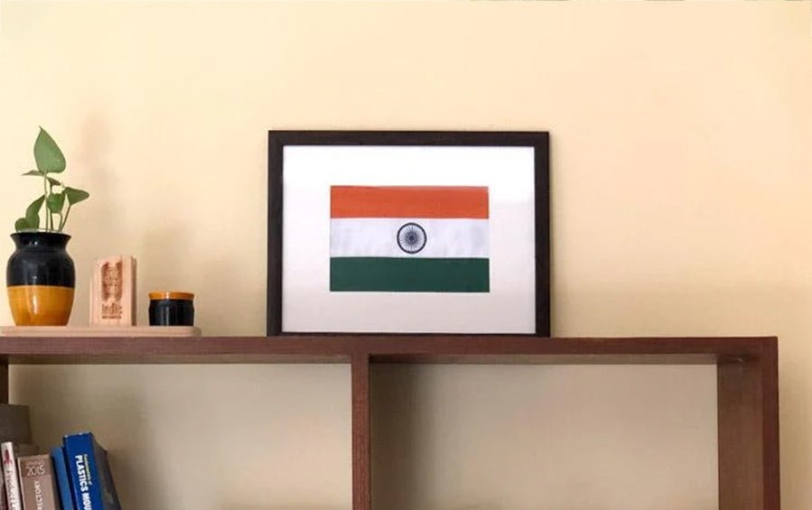 Tiranga - Handspun Khadi National Flag - Wall Frame ( Small ) - Flags - Indic Inspirations