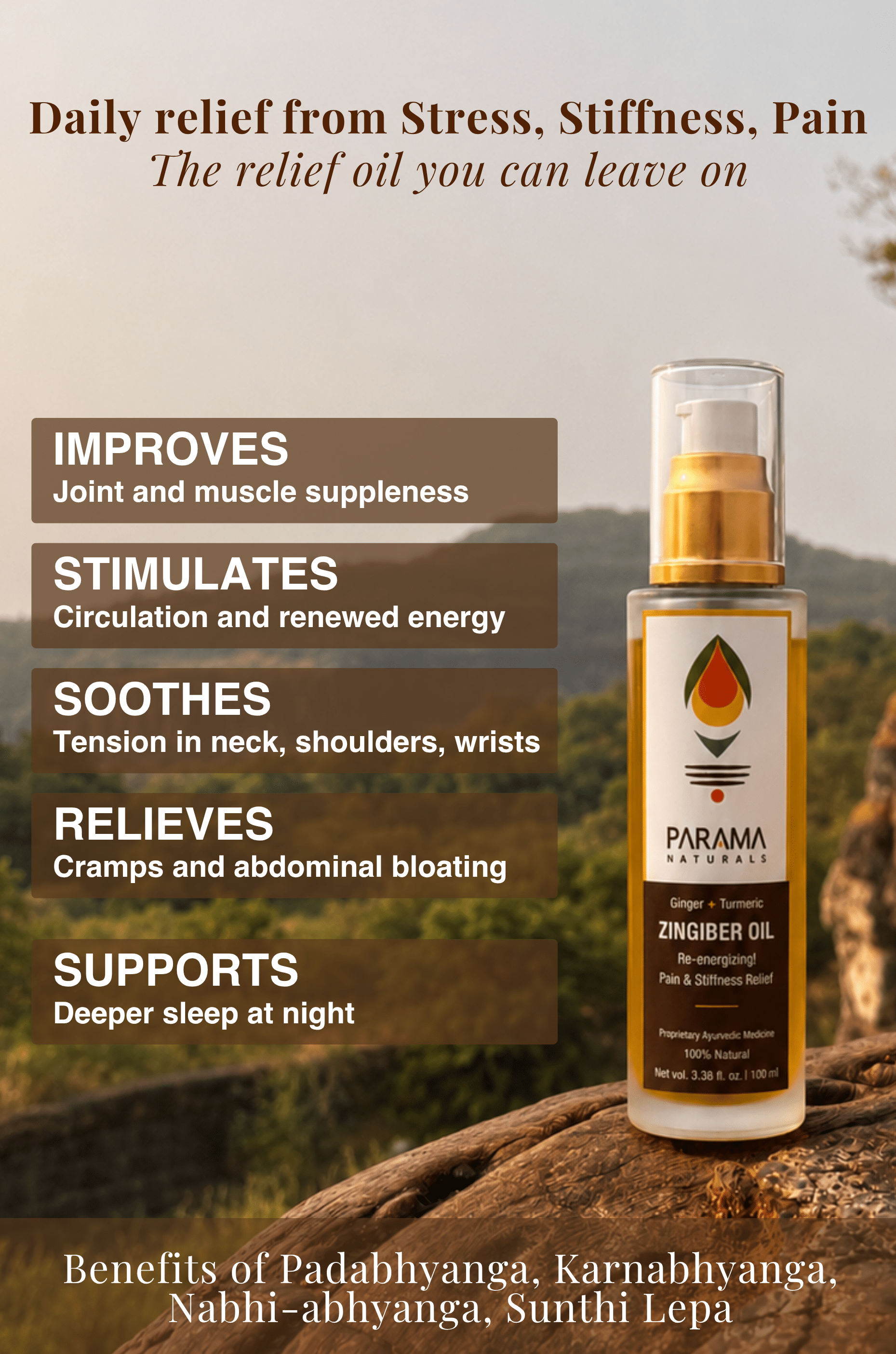 ZINGIBER OIL For Re-Energizing, Pain & Stiffness Relief, Sleep Support - Indic Inspirations