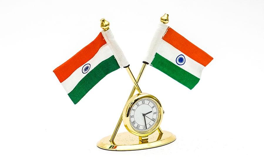 2 Flags with Single Desk Clock - Desk clocks - indic inspirations