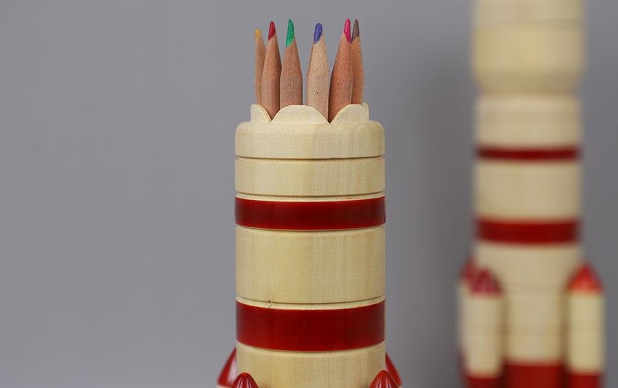 4 Stage Rocket - Wooden Pencil Box - pencil boxes - indic inspirations