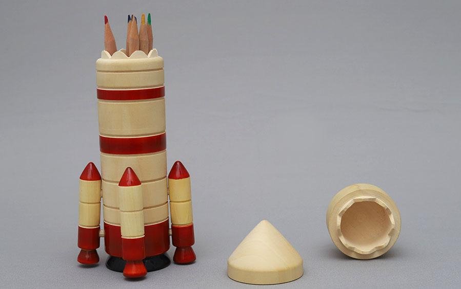 4 Stage Rocket - Wooden Pencil Box - pencil boxes - indic inspirations