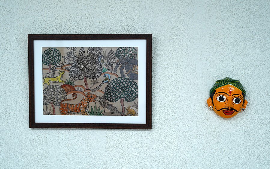 A Jungle Landscape | Odisha Pattachitra Painting | A4 Frame - paintings - indic inspirations