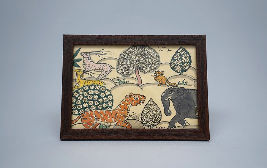 A Jungle Landscape | Odisha Pattachitra Painting | A5 Frame - paintings - indic inspirations