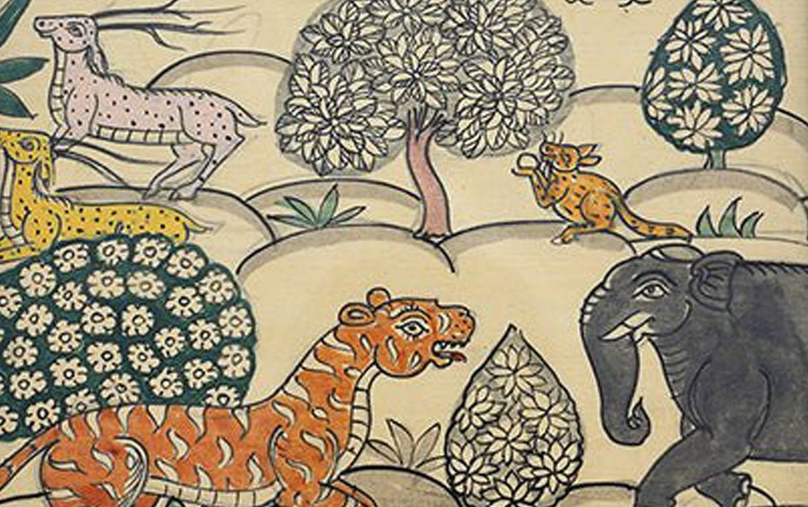 A Jungle Landscape | Odisha Pattachitra Painting | A5 Frame - paintings - indic inspirations