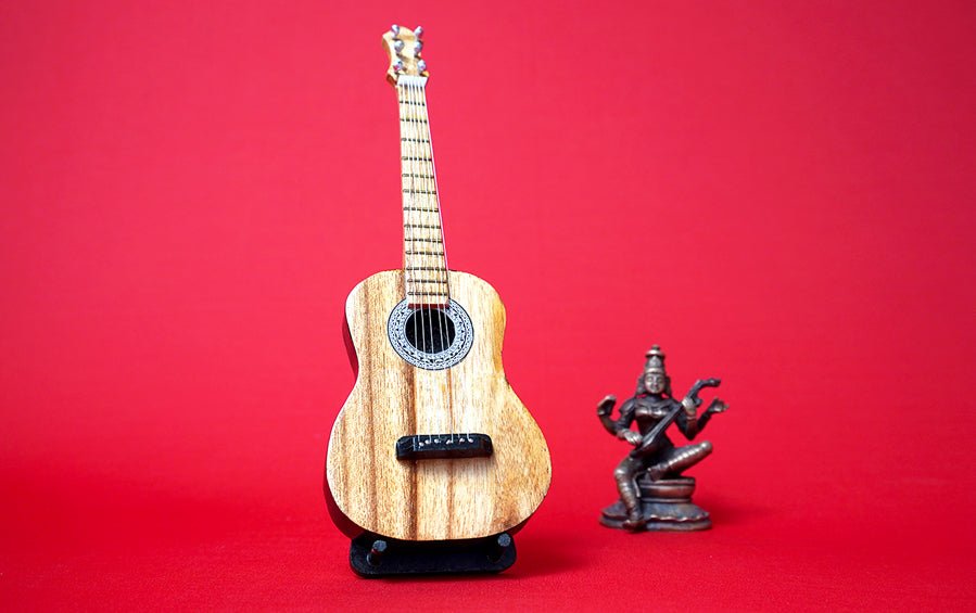 Acoustic Guitar | Wooden Miniature - Miniature Musical Instruments - indic inspirations