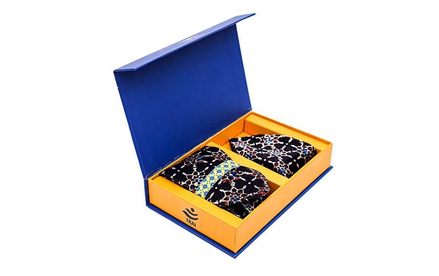 AJRAKH PRINT- SILK TIE WITH POCKET SQUARE BLACK - Necktie with pocket square gift set - indic inspirations