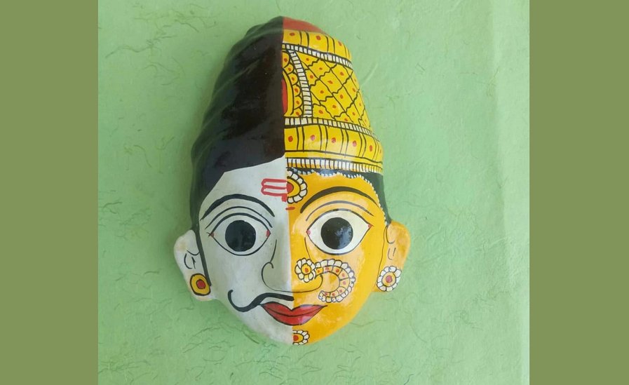 Ardhanarinareshwar Cherial Mask - masks - indic inspirations