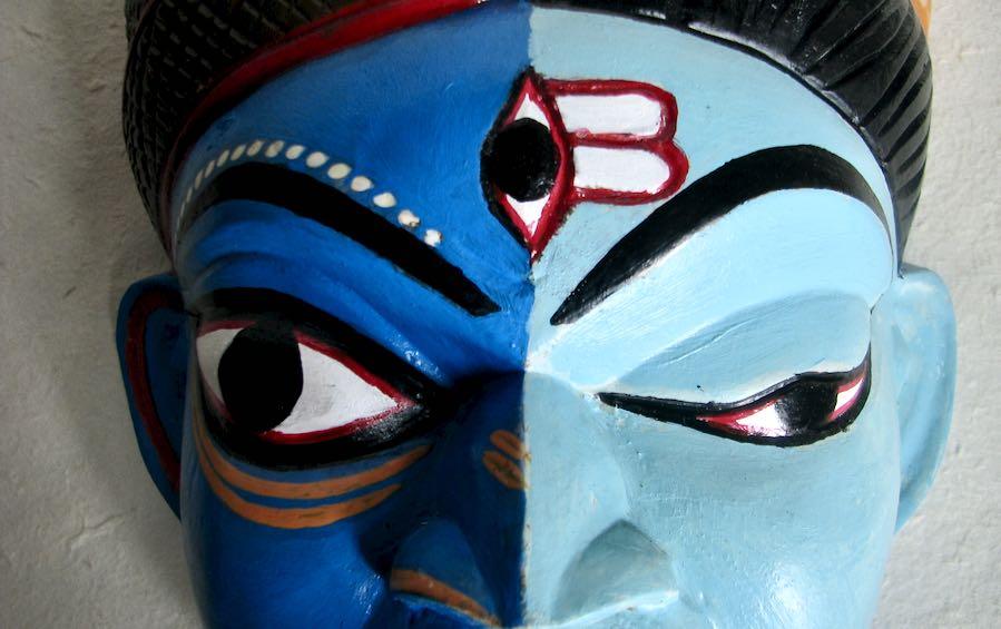 Ardhanarishwara Wooden Mask - Masks - indic inspirations