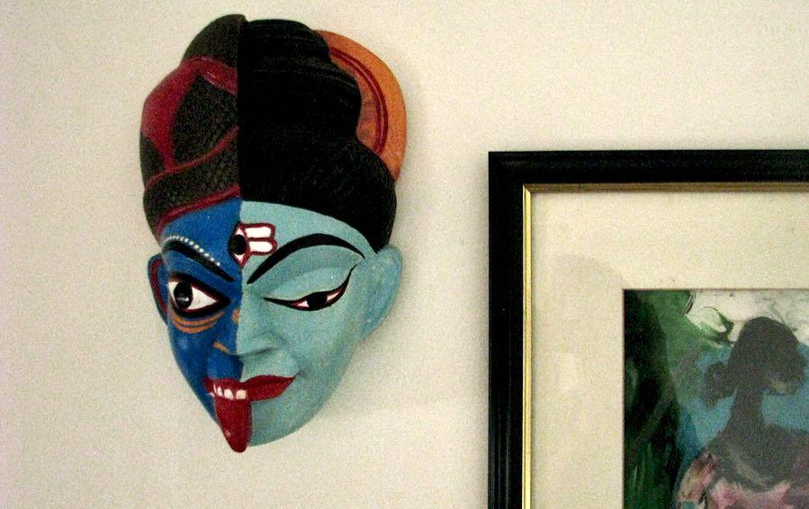 Ardhanarishwara Wooden Mask - Masks - indic inspirations