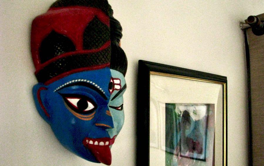 Ardhanarishwara Wooden Mask - Masks - indic inspirations