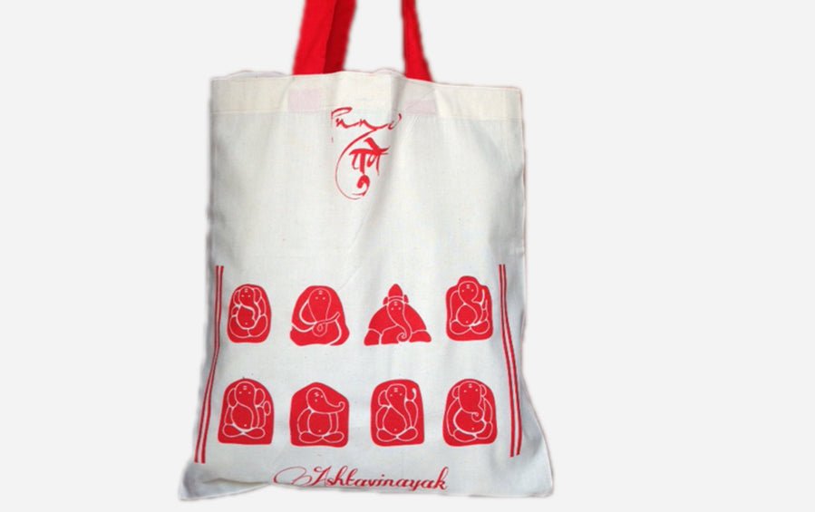 Ashta Vinayak Cloth Bag - Bags - indic inspirations