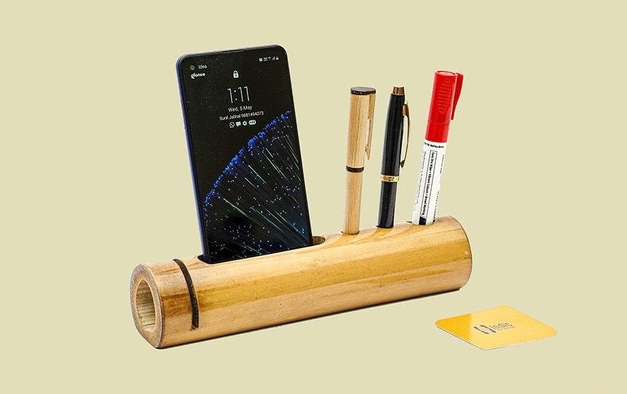 Bamboo Mobile and Desk Organiser - Desk Organizers - indic inspirations