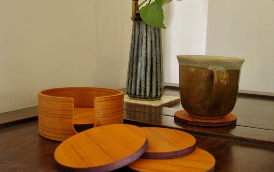 BAMBOO ROUND COASTERS - Set of 6 - Coasters - indic inspirations