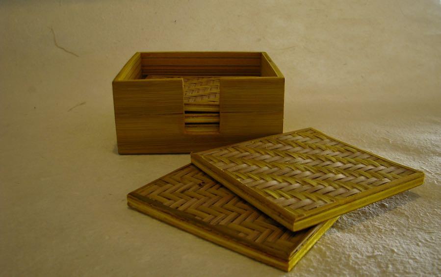 BAMBOO SQUARE COASTERS - Set of 6 - Coasters - indic inspirations